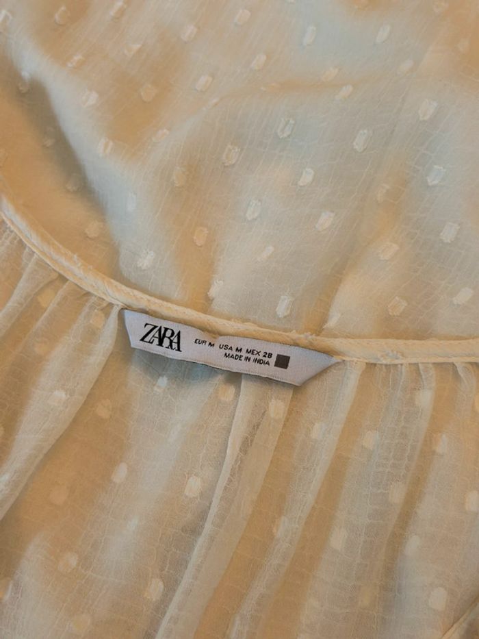 Robe d’été plumetis blanc crème détails sequins Zara taille M - photo numéro 8