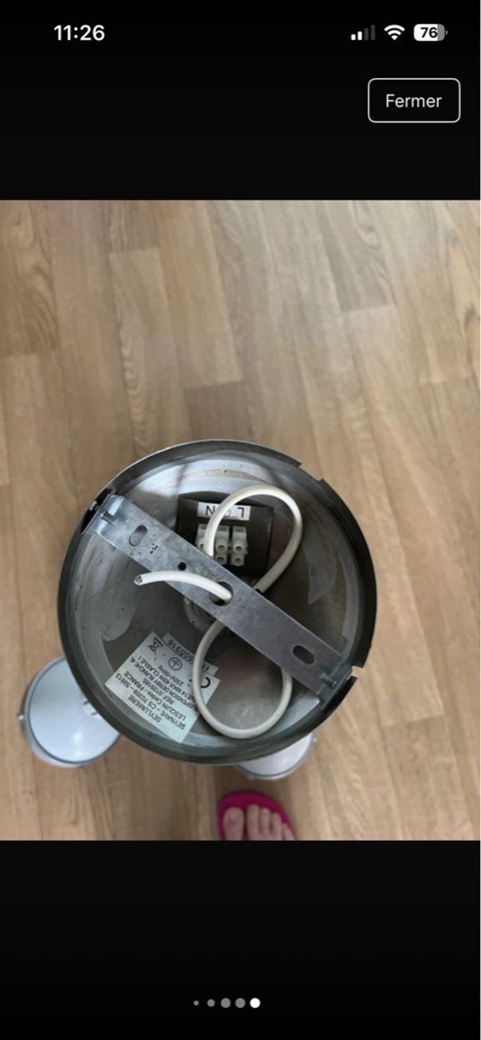 Lustre blanc et métal avec cloche directionnel - photo numéro 6