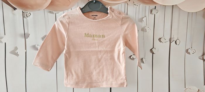 T-shirt manche longue Fille 3 mois Kiabi 🌸 “Maman d’amour” - photo numéro 2