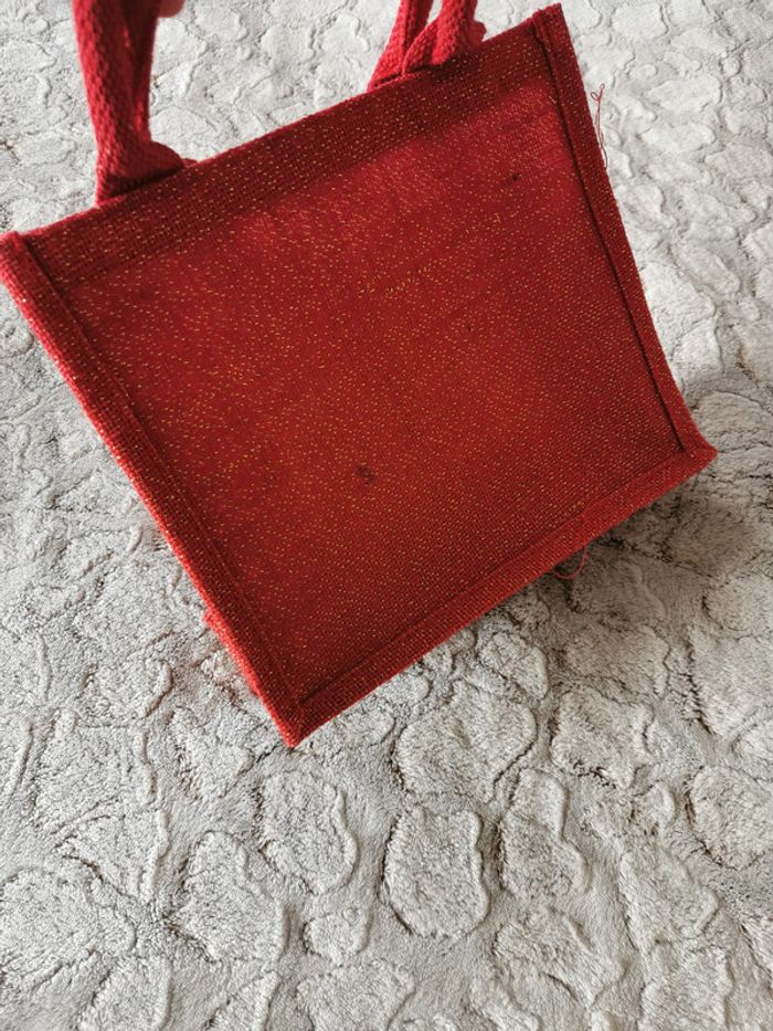 Petit sac cabas rouge en toile de jute Westford Mill - photo numéro 5