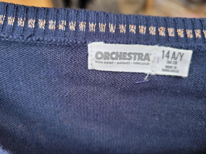 Superbe gilet coton Orchestra motifs cœurs 🤎 dorés, marine, 14 ans, neuf - photo numéro 7