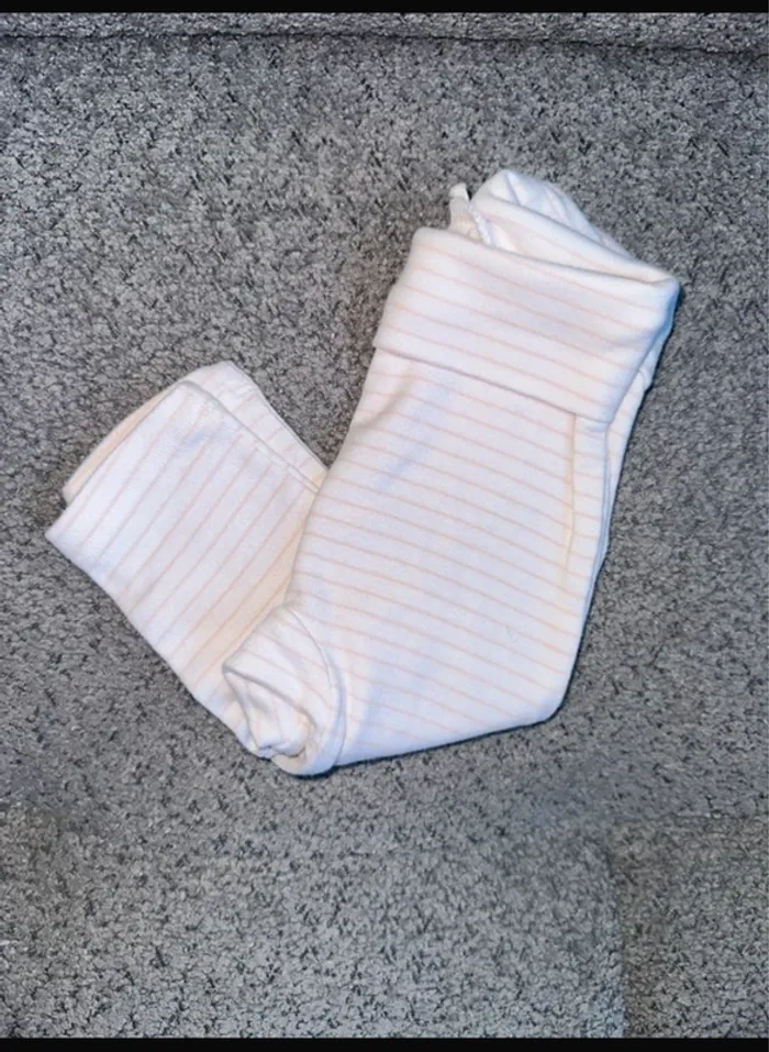 Legging coton doux blanc à rayures rose MANGO - photo numéro 2