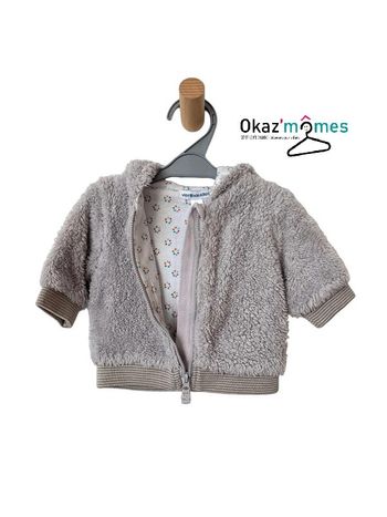 Gilet zippé chaud gris à capuche - Vertbaudet 1 mois (54cm)