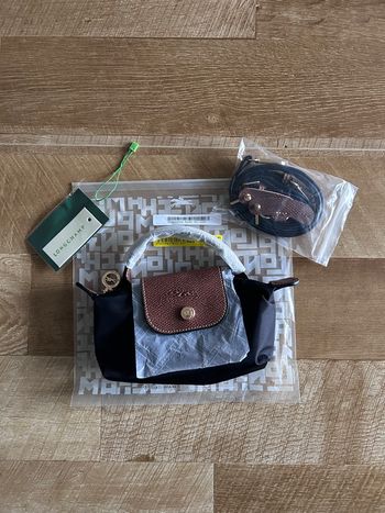 Sac à mains Longchamps noir/cuir marron