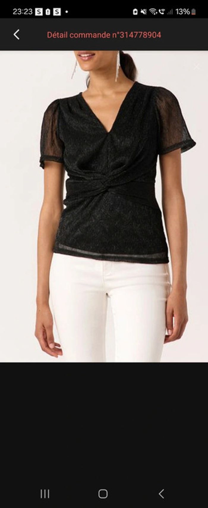 Haut manches courtes noir irisé taille L Naf Naf Naf - photo numéro 4