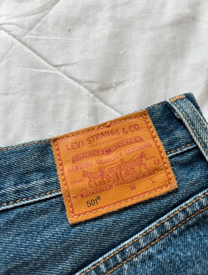 Short Levi’s 501 mini court bleu frange effiloché – taille haute style destroy Levi’s Premium L/40 - photo numéro 8