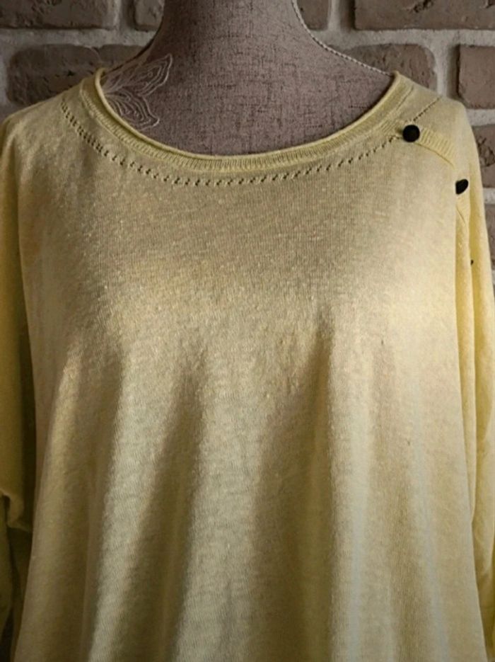 Pull léger en lin jaune vert anis La Redoute S 36 - photo numéro 2