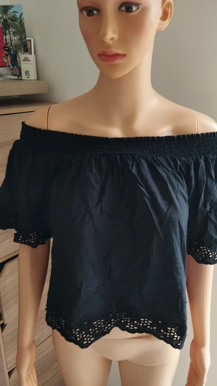 Top haut noir femme taille l - photo numéro 3