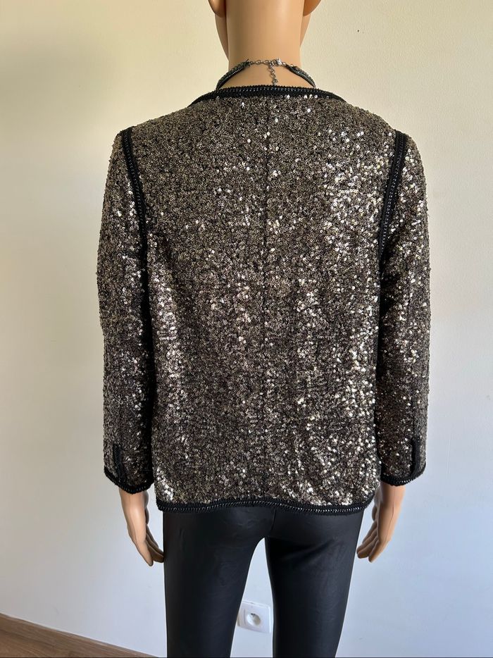 Veste dorée et noire en sequins An’ge taille 1 jamais portée - photo numéro 5