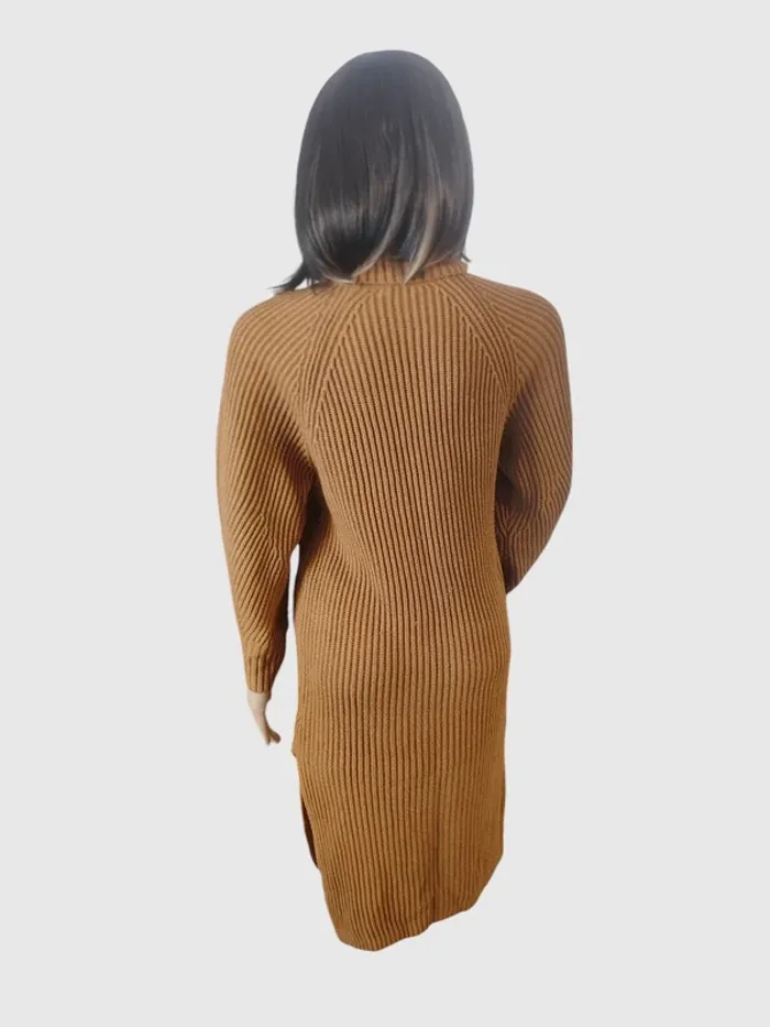 Robe pull Clockhouse marron T.XS - Col roulé - Maille côtelée - Très bon état - photo numéro 4