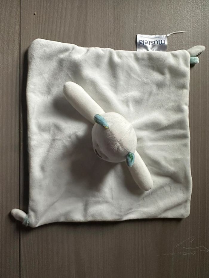 Doudou ours blanc bleu Musti Mustela - photo numéro 2