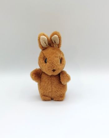 Ancienne petite peluche lapin marron beige doudou vintage 16 cm yeux durs