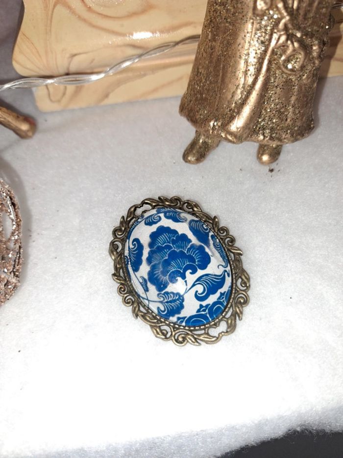 Broche bleu et blanche acier inoxydable - photo numéro 2