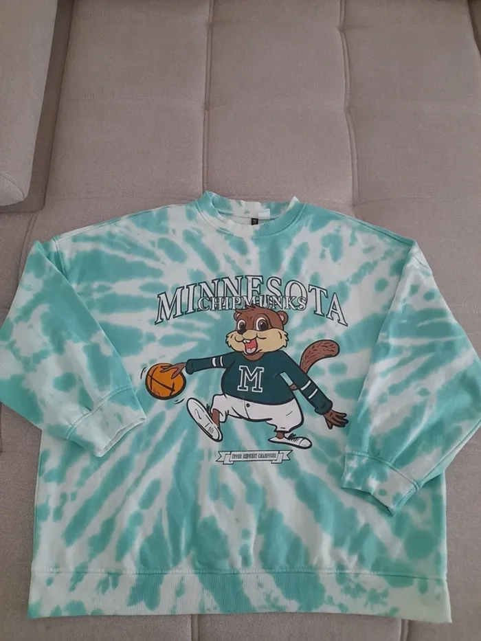 Sweat-shirt large tye & dye Chipmunks