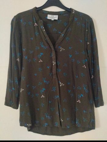 Blouse kaki à motifs oiseaux 36