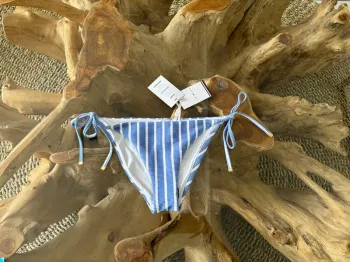 Bas de maillot de bain Tommy Hilfiger rayures blanc bleu ficelles XS