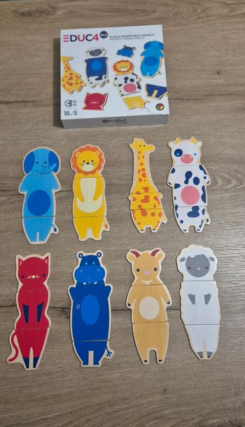 Puzzle animaux magnétique en bois
