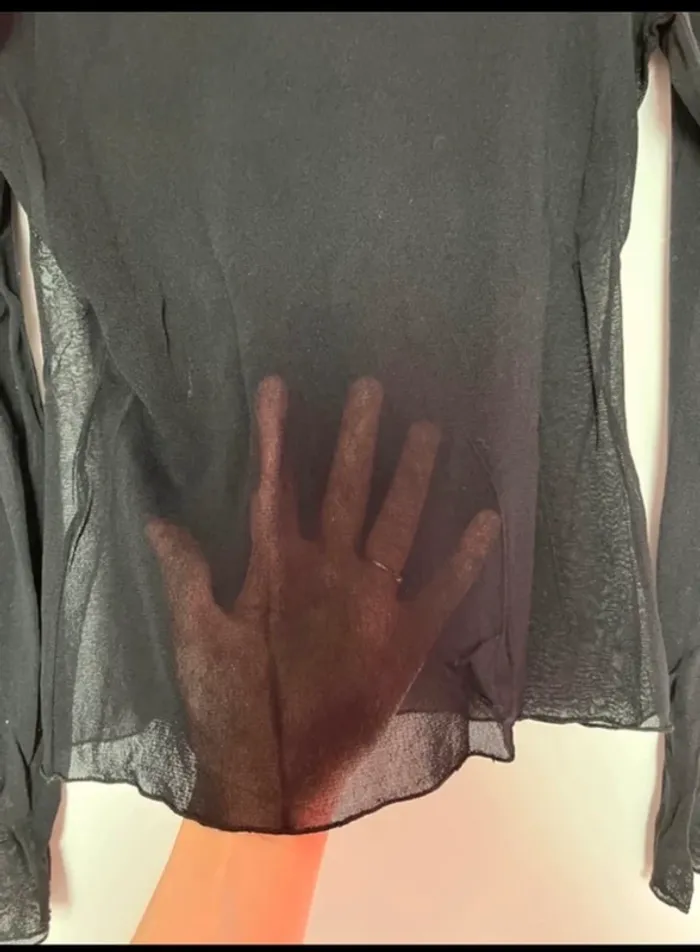 Blouse transparente manches longues noire Étam M🖤 - photo numéro 8