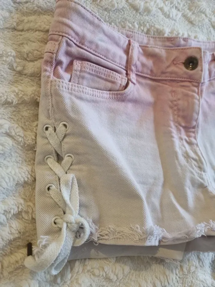Original Short Sandro tie dye rose pastel blanc avec laçage sur les cotés impeccable! T S/ 36 - photo numéro 7