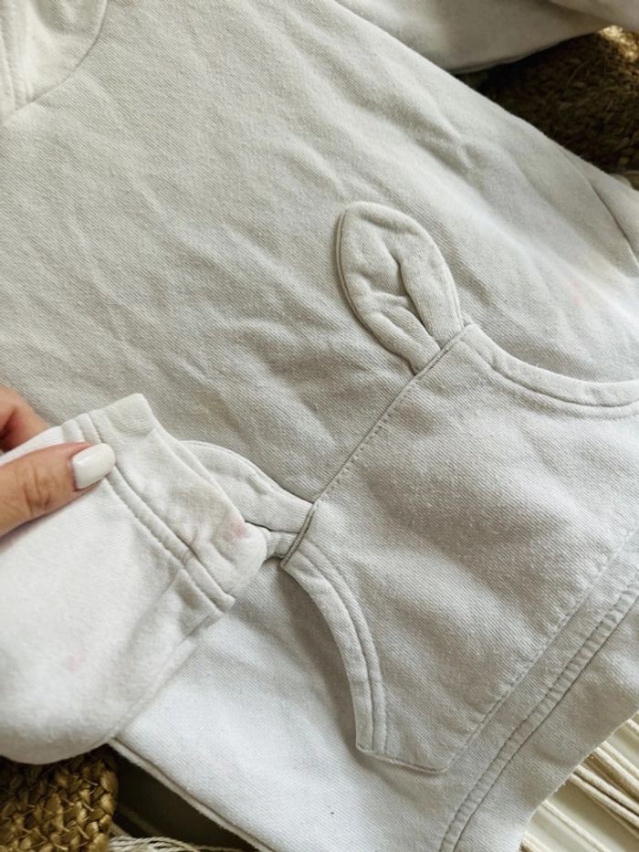 Sweat à capuche blanc 36 mois - photo numéro 2