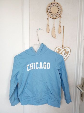 Sweat à capuche garçon bleu ciel mi saison été 10 ans
