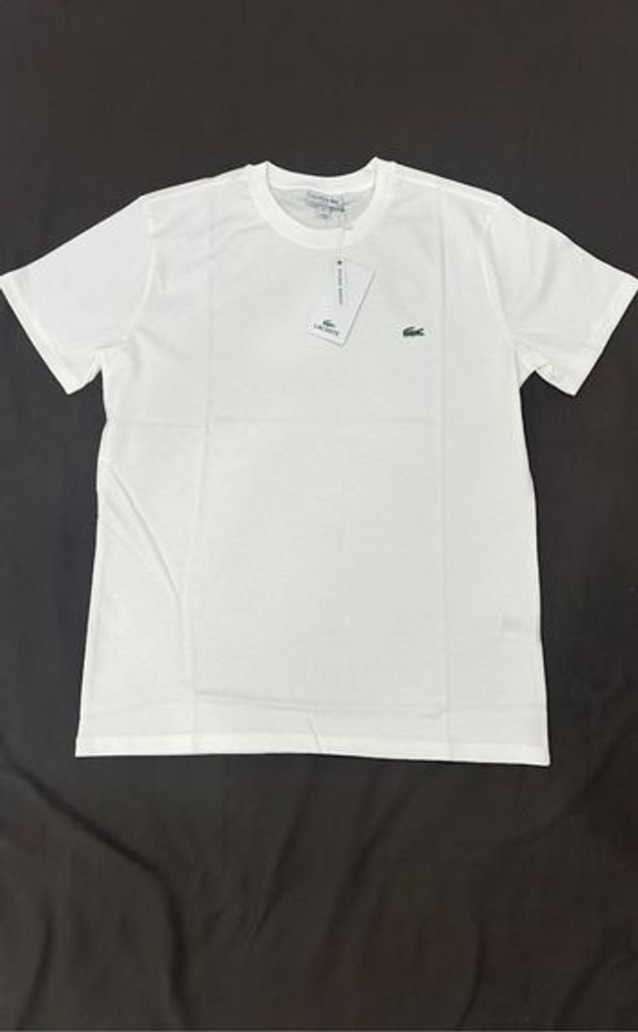 T-shirt Lacoste taille L blanc unis - photo numéro 2