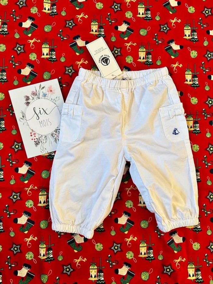 Pantalon Petit Bateau blanc 6 mois NAE (12€) - photo numéro 3