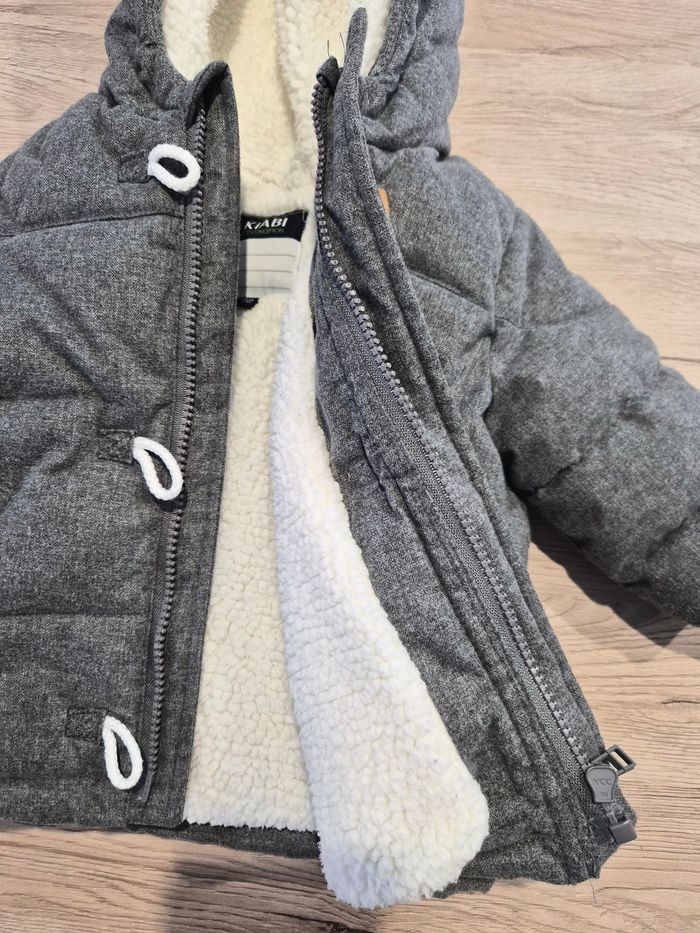 Manteau fourré gris a capuche, Kiabi, 12 mois - photo numéro 3