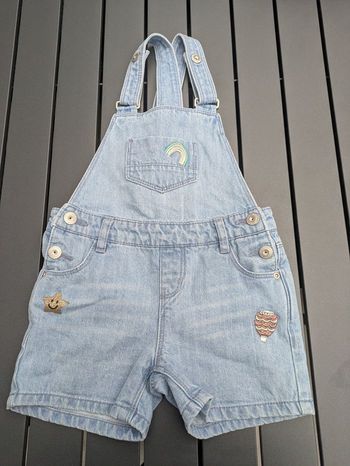 Salopette jean short  été courte fille 5 ans
