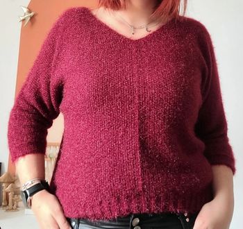 Pull Acrylique rouge bordeaux manches 3/4 TU