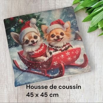 Housse de coussin noel chiens