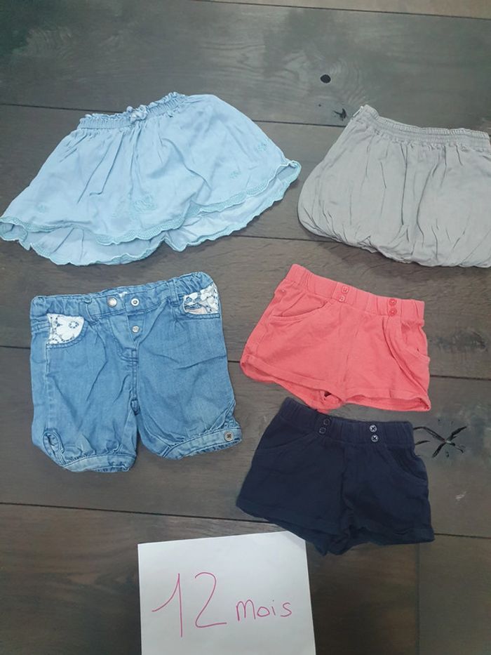 Lot de short et jupe fille 12 mois