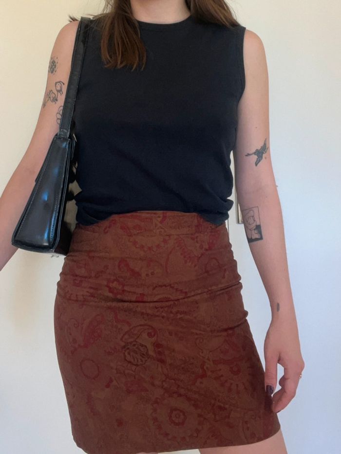Mini jupe crayon - vintage skirt 70's/ folk inspired - photo numéro 2