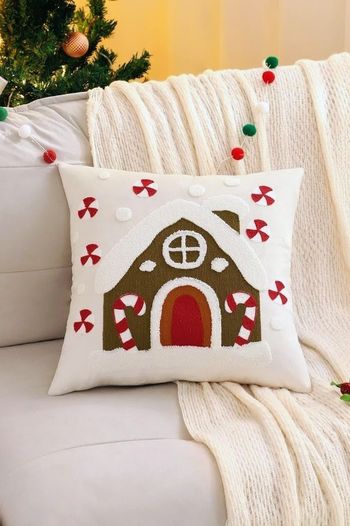 Housse de coussin Noël - Maison Pain d'Epices - 45x45cm - Neuve
