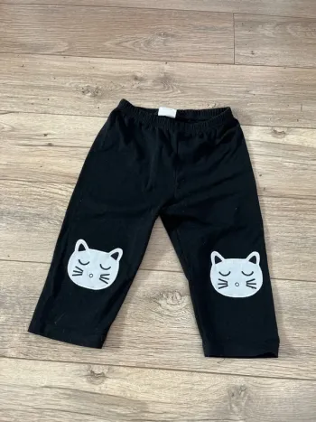 120cm - legging 3/4 genoux chat noir coton