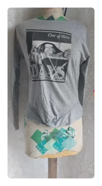 Tee-shirt gris à imprimé vintage - rock et tendance, Emoi ML, neuf, taille S