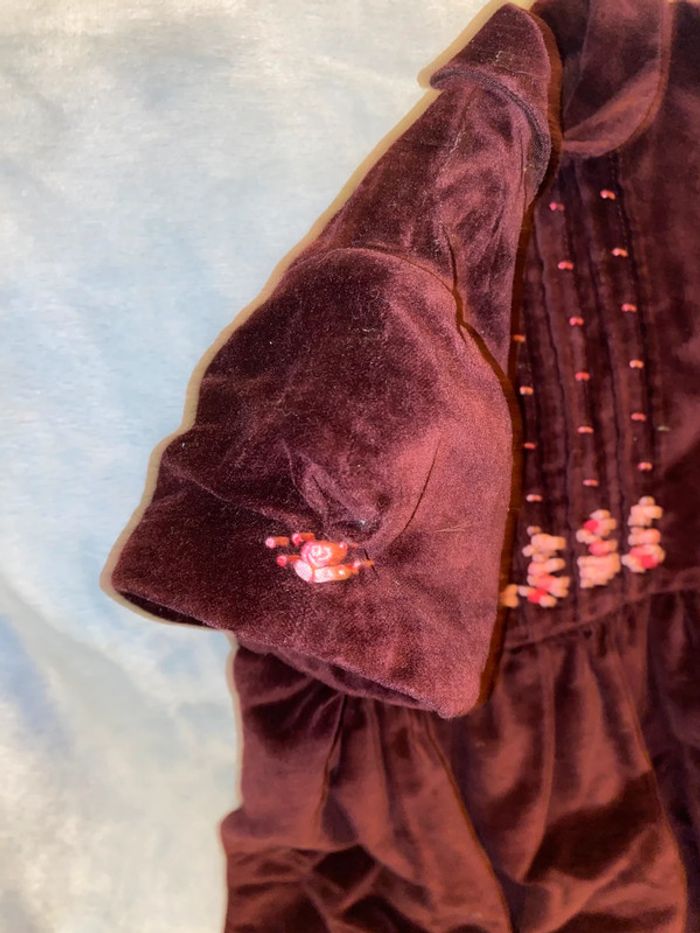 Robe noël fête fin année Jacadi paris 6 ans velours marron violet bordeaux - photo numéro 5