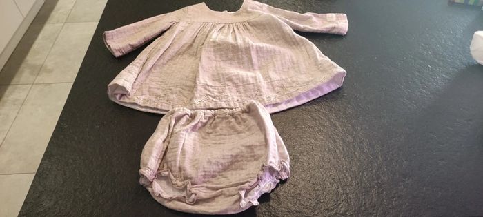 Ensemble robe + bloomer bébé fille Petit Bateau 6 mois 67cm