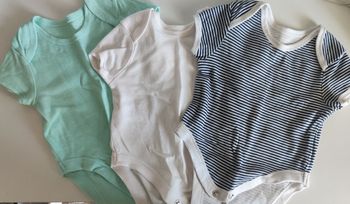 Lots de 3 bodies manches courtes mixte 0 - 3 mois, 62 cm