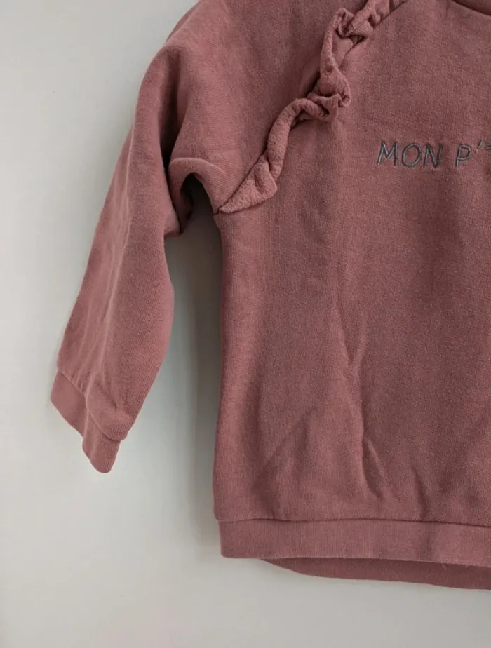 Sweat rose brodé mon petit cœur - photo numéro 3