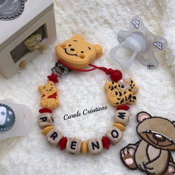 Attache tétine personnalisé entièrement en silicone Winnie Tigrou 