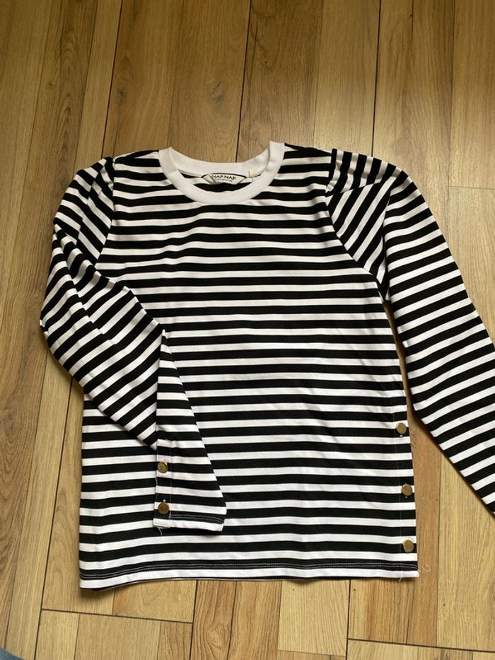 T shirt épais marinière noir blanc M