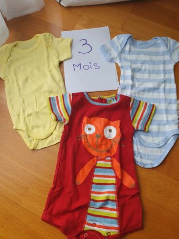 Lot de 3 body manches courtes 3 mois
