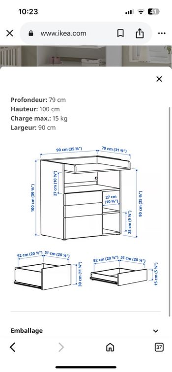 Table à langer IKEA SMASTAD