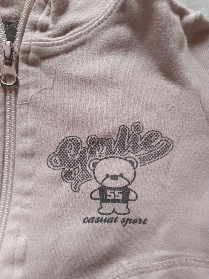 Veste jogging rose clair légère motif ourson gris devant et dos - photo numéro 4