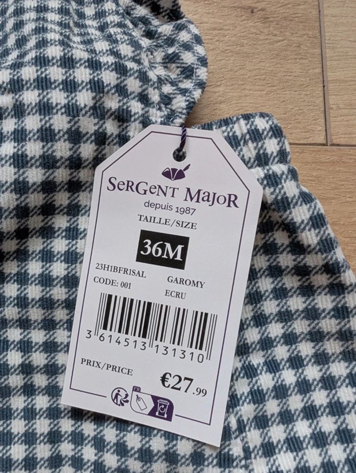 Barboteuse sergent major 36 mois neuve carreaux bleue - photo numéro 2