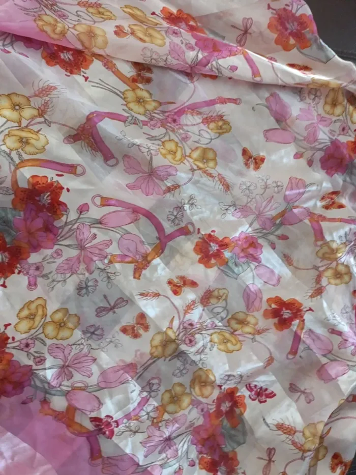 Haut foulard rose fleurs tunique - photo numéro 4