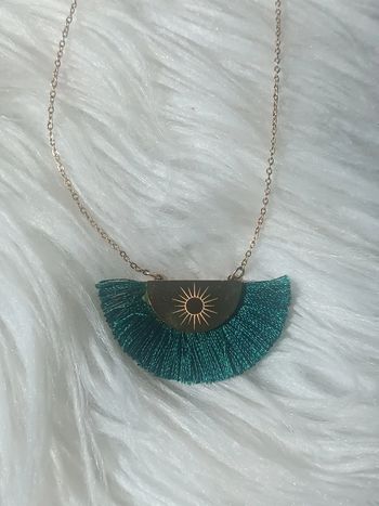 Collier doré en acier inoxydable bijoux tissé vert bouteille Ikita En très bon état