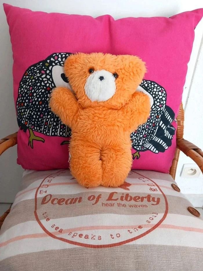 Peluche nounours chamti orange vintage 30cmi