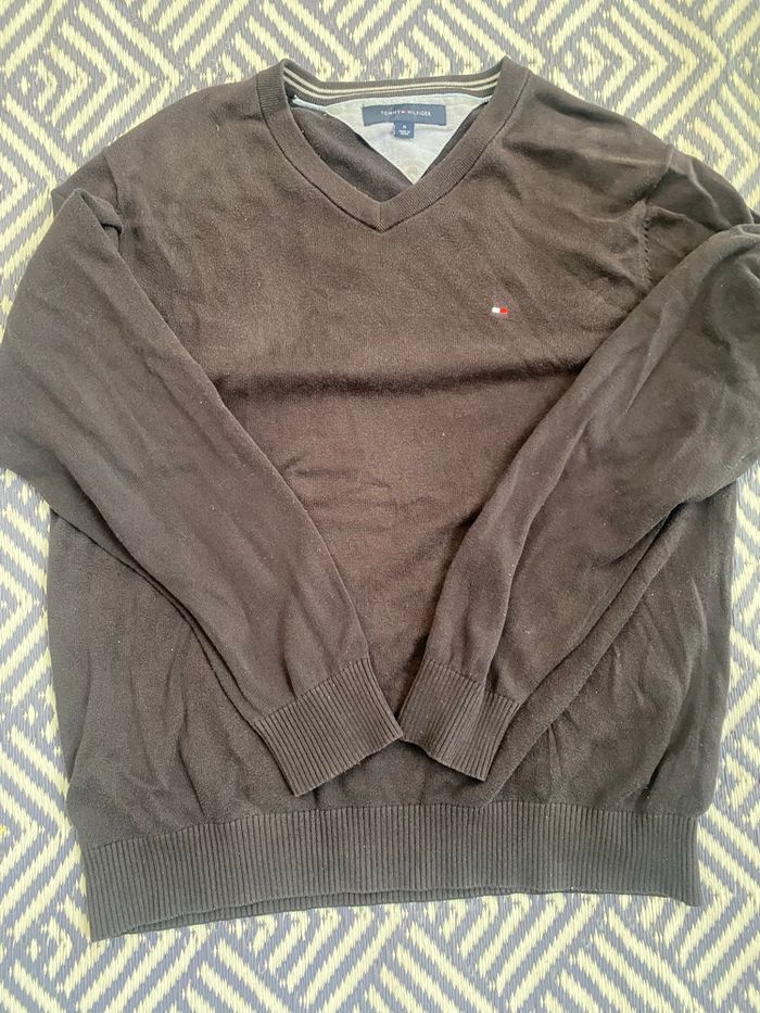 Pull Tommy Hilfiger col V noir – Taille M - photo numéro 4